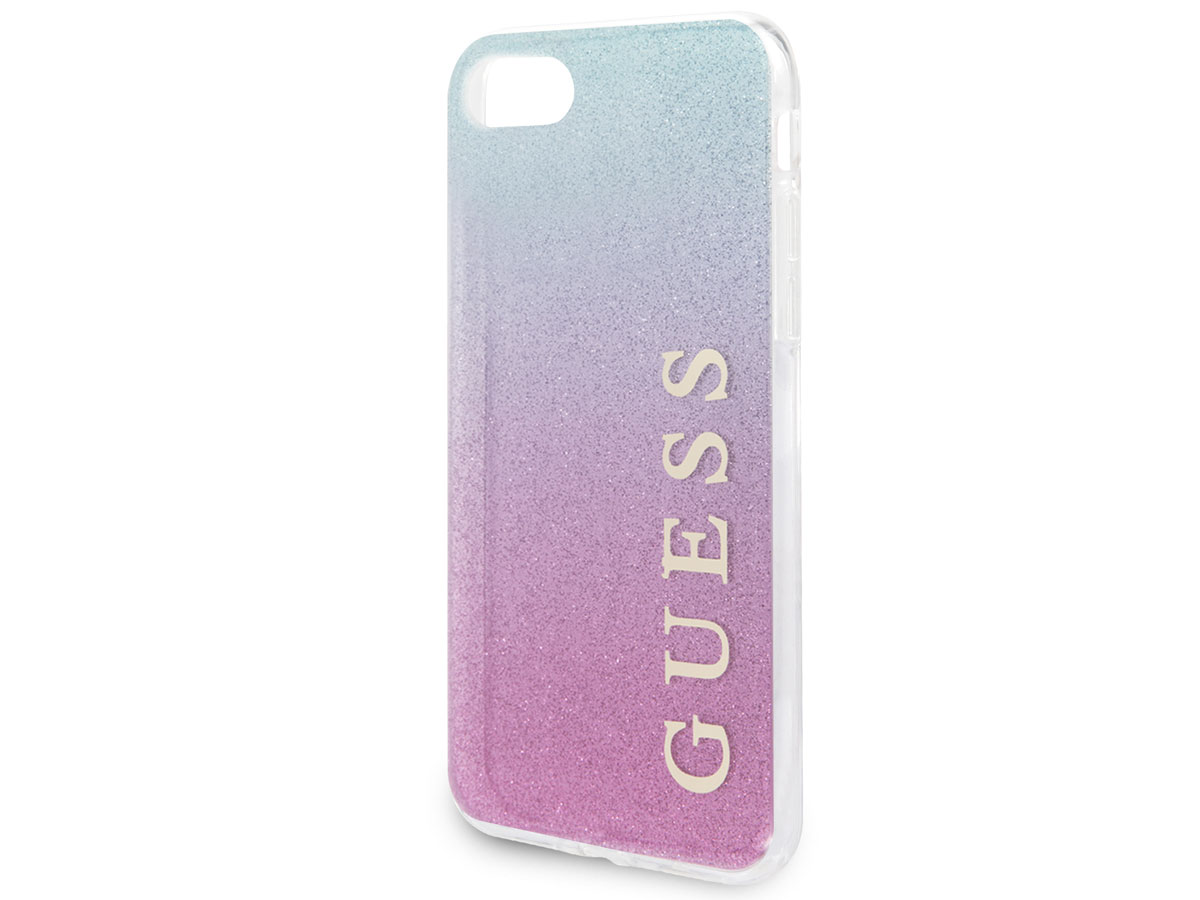 Guess Glitter TPU Case Pink Blue - iPhone SE / 8 / 7 / 6 hoesje