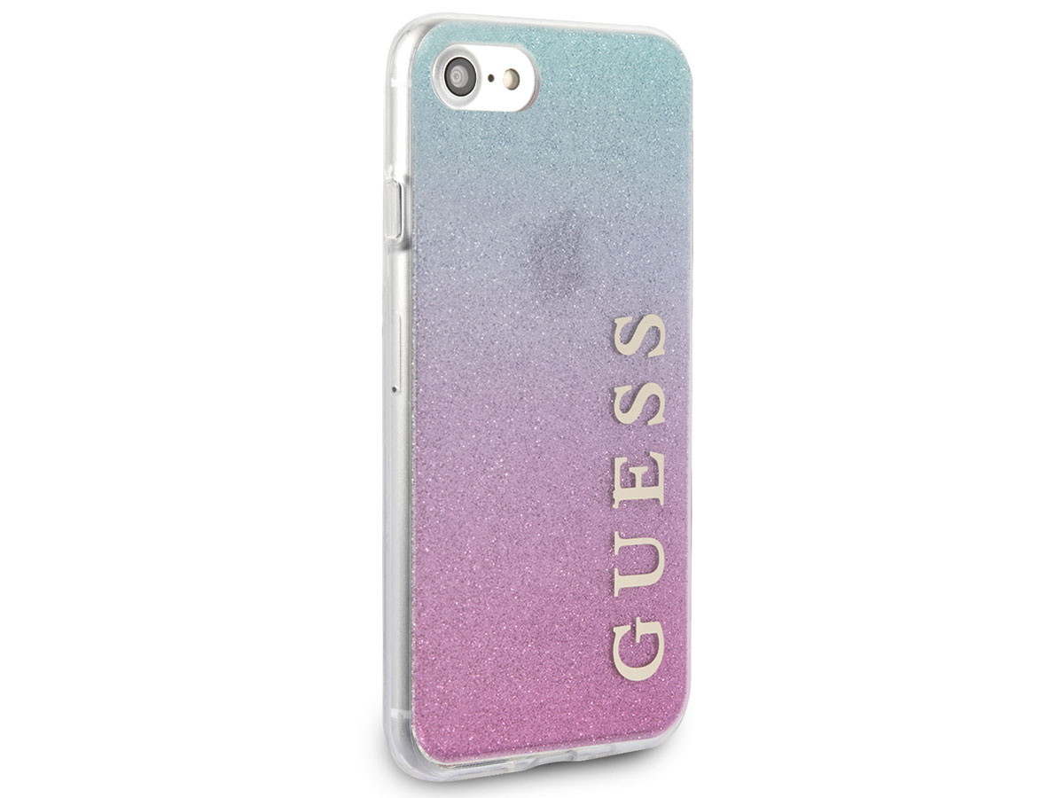 Guess Glitter TPU Case Pink Blue - iPhone SE / 8 / 7 / 6 hoesje