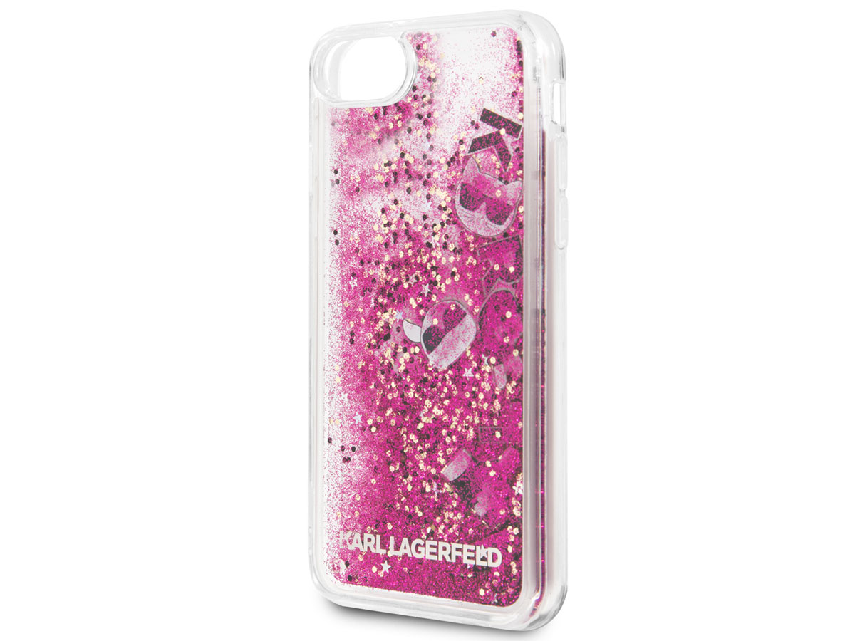 Karl Lagerfeld Iconic Glitter Case Roze - iPhone SE / 8 / 7 / 6 hoesje