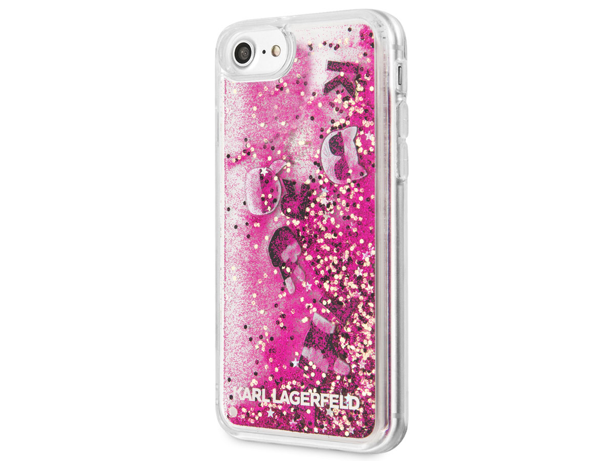 Karl Lagerfeld Iconic Glitter Case Roze - iPhone SE / 8 / 7 / 6 hoesje