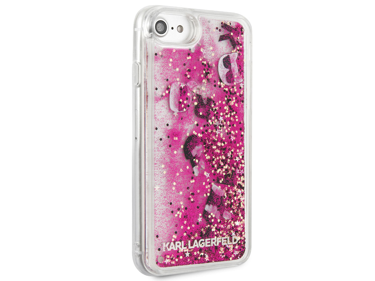 Karl Lagerfeld Iconic Glitter Case Roze - iPhone SE / 8 / 7 / 6 hoesje