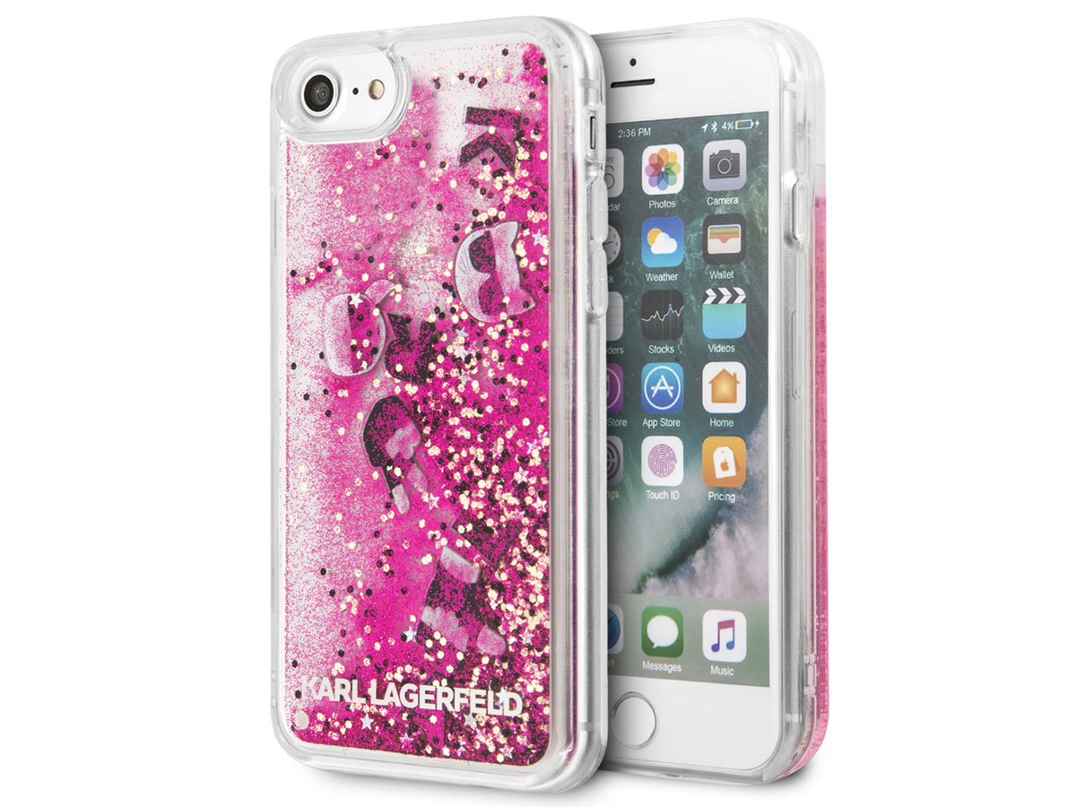 eetbaar Gespecificeerd blootstelling Karl Lagerfeld Glitter Roze iPhone SE 2020/8/7/6 hoesje