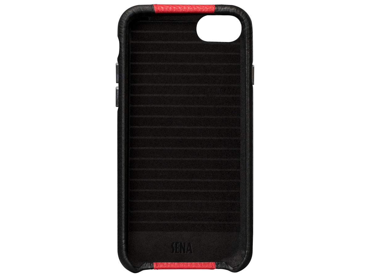Sena Racer Leather Case Zwart/Rood - iPhone SE/8/7 Hoesje Leer