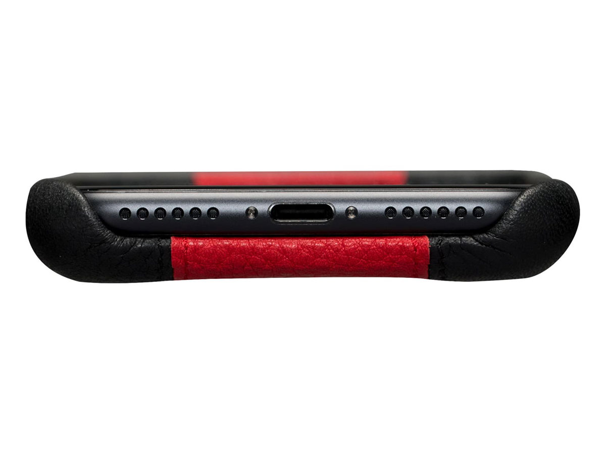 Sena Racer Leather Case Zwart/Rood - iPhone SE/8/7 Hoesje Leer
