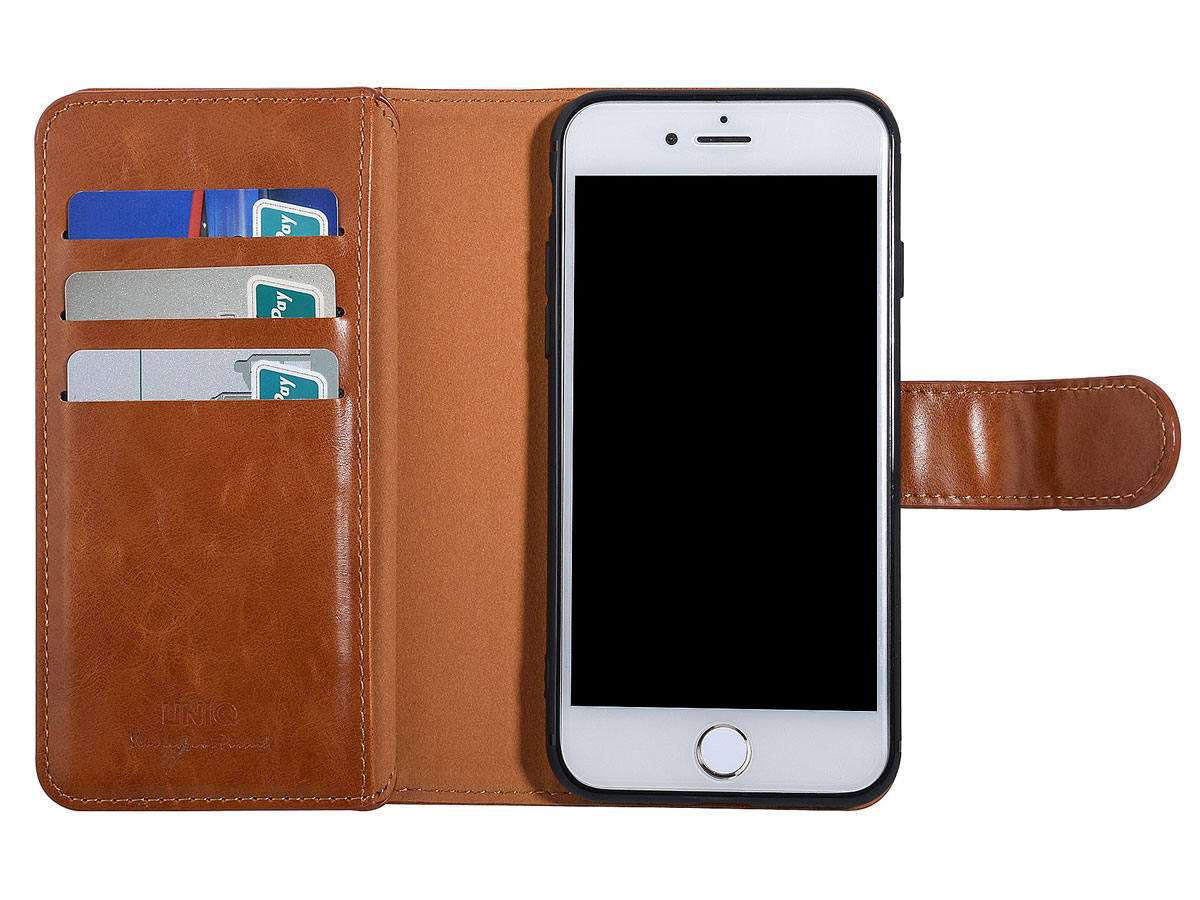 Uniq True Wallet Case Cognac - iPhone SE / 8 / 7 hoesje