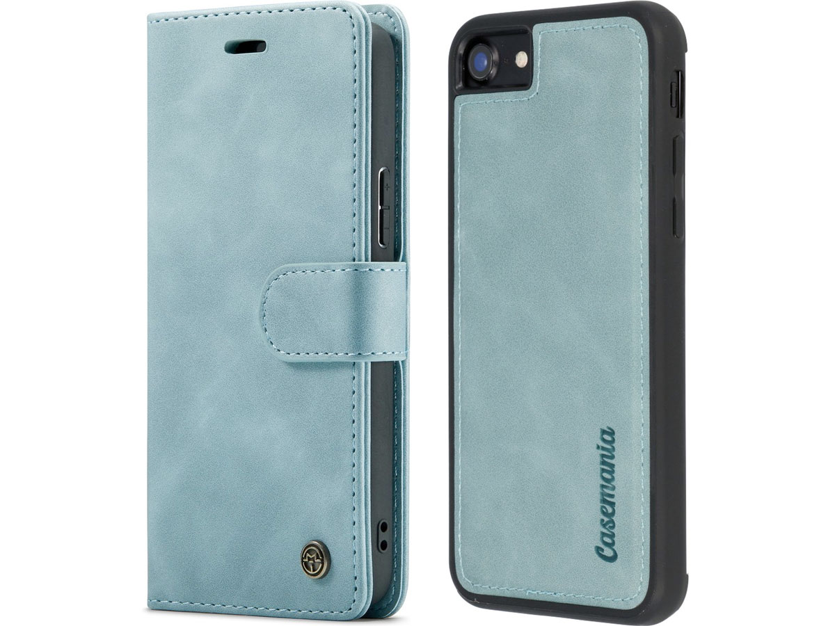 CaseMania 2in1 Magnetic Bookcase Aqua - iPhone SE/8/7 Hoesje