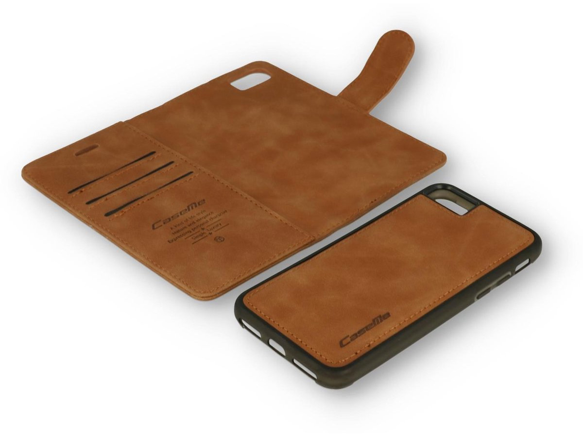 CaseMe 2in1 Magnetic Bookcase Bruin - iPhone SE/8/7 Hoesje