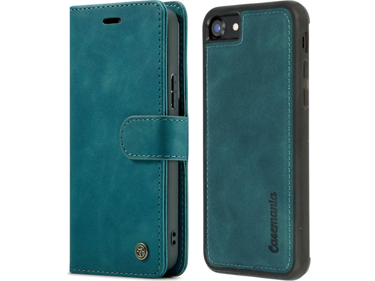 CaseMania 2in1 Magnetic Bookcase Groen - iPhone SE/8/7 Hoesje