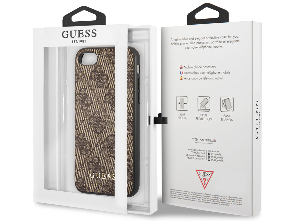 Guess Monogram Case Bruin - iPhone SE / 8 / 7 / 6 hoesje