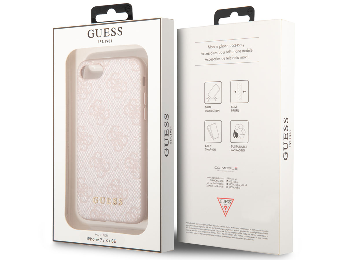 Guess Monogram Case Roze - iPhone SE / 8 / 7 / 6 hoesje