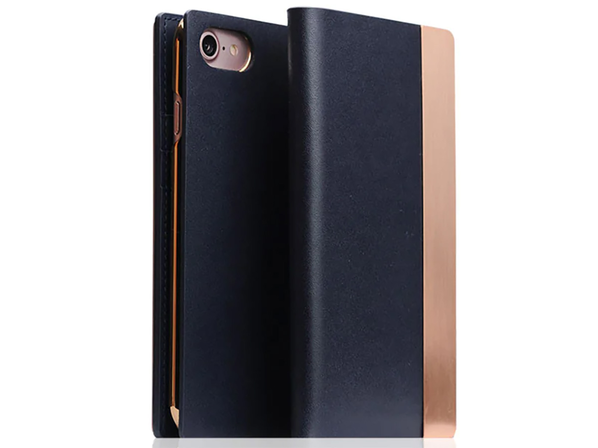 SLG Design D5 CSL Metal Navy - Leren iPhone SE / 8 / 7 hoesje