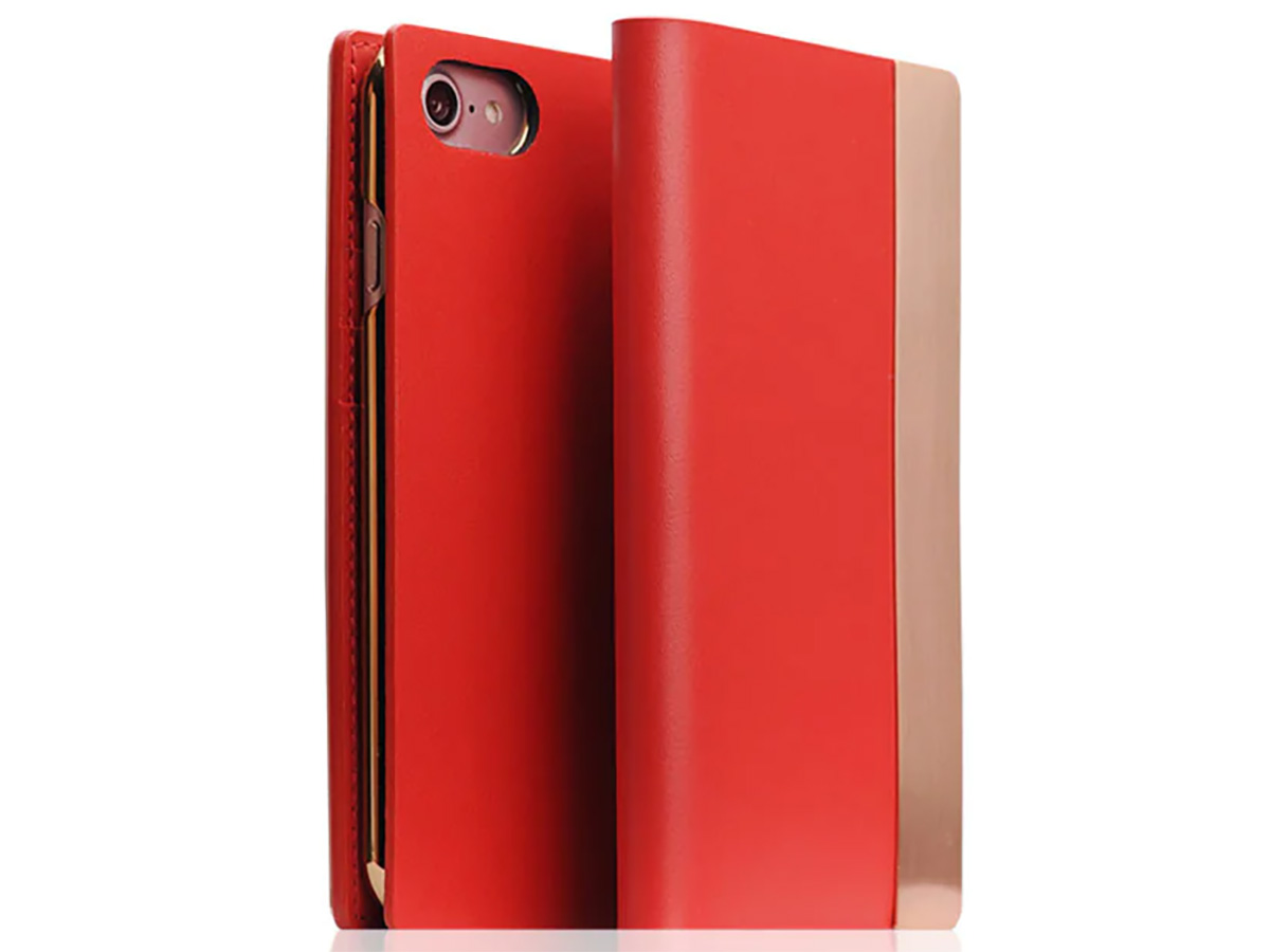 SLG Design D5 CSL Metal Rood - Leren iPhone SE / 8 / 7 hoesje