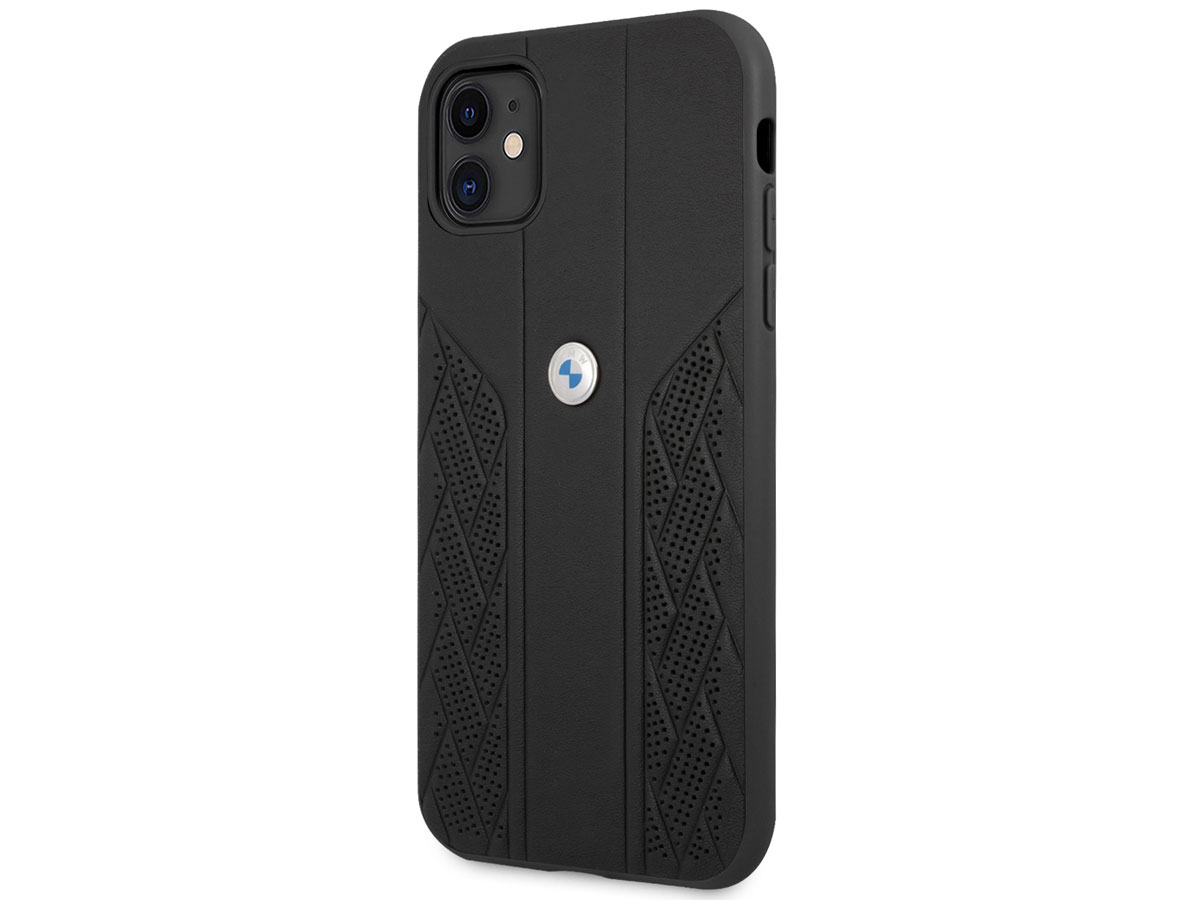 BMW Signature Leather Seat Case Zwart - iPhone 11/XR hoesje