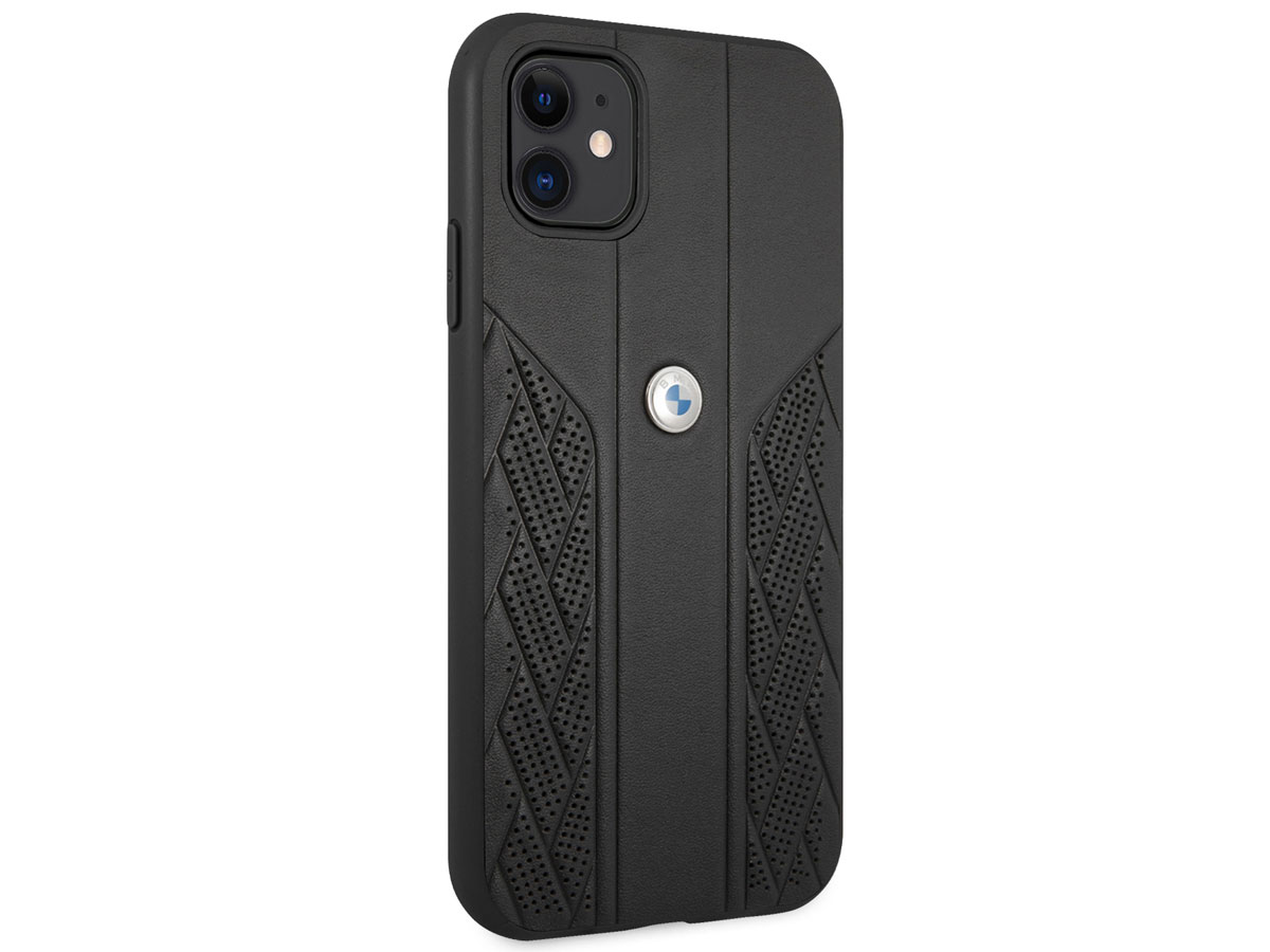 BMW Signature Leather Seat Case Zwart - iPhone 11/XR hoesje