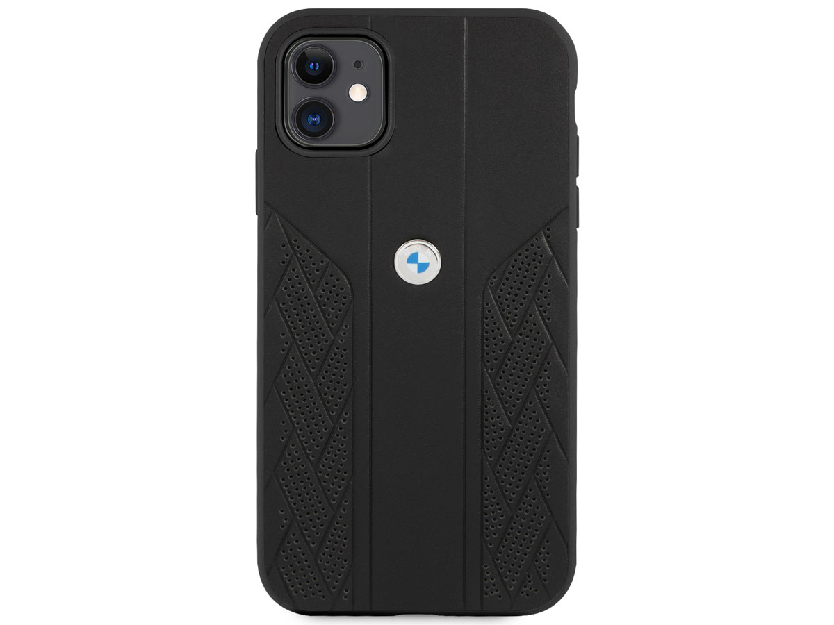 BMW Signature Leather Seat Case Zwart - iPhone 11/XR hoesje