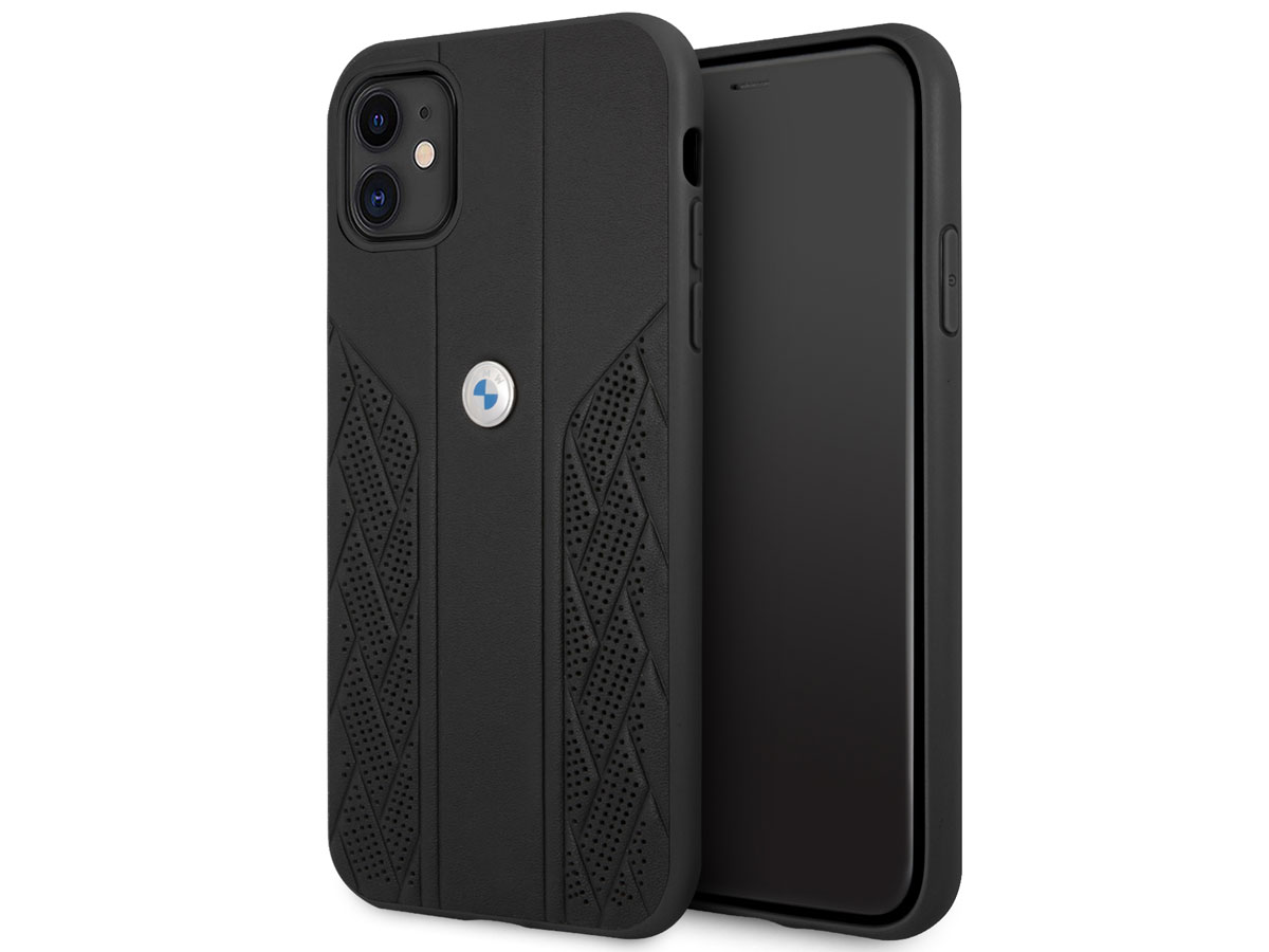 BMW Signature Leather Seat Case Zwart - iPhone 11/XR hoesje