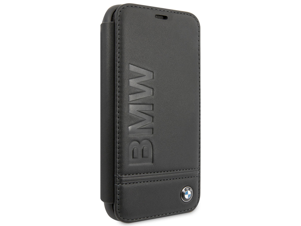 BMW Logo Leather Folio Zwart Leer - iPhone XR hoesje