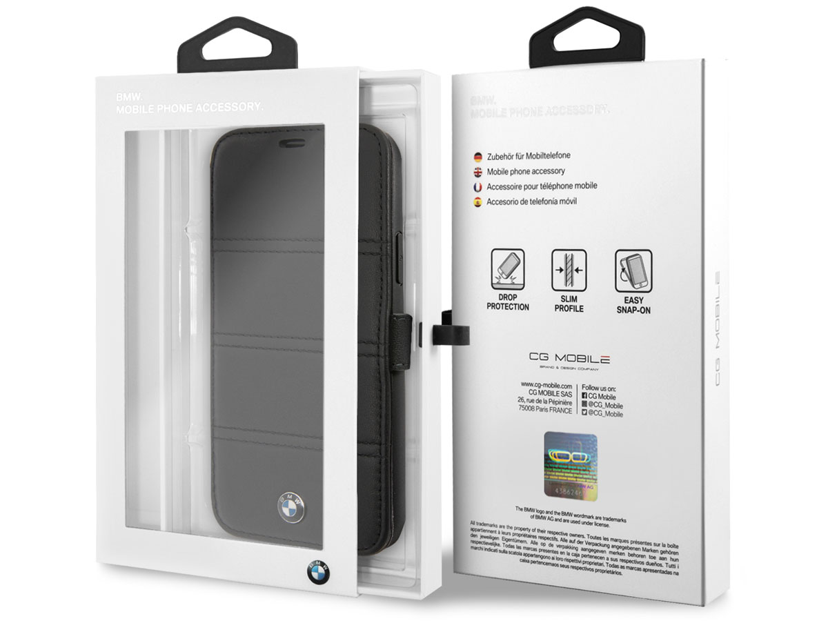 BMW Stitched Bookcase Zwart Leer - iPhone 11 hoesje