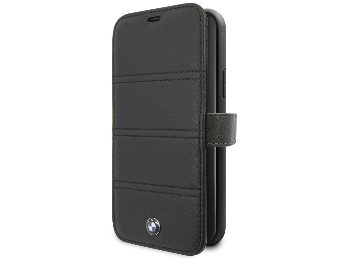 BMW Stitched Bookcase Zwart Leer - iPhone 11 hoesje