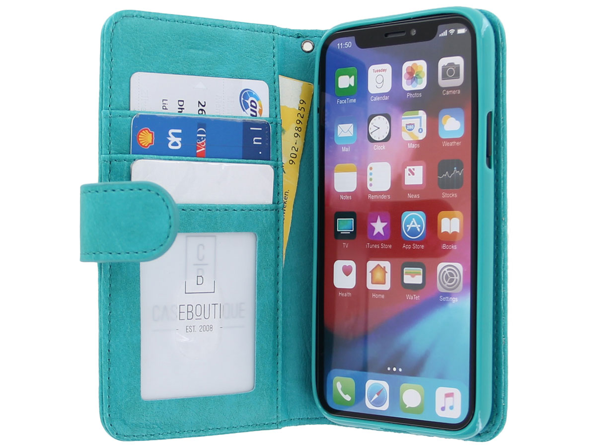 Glitsie Zip Case met Rits Turquoise - iPhone 11 hoesje