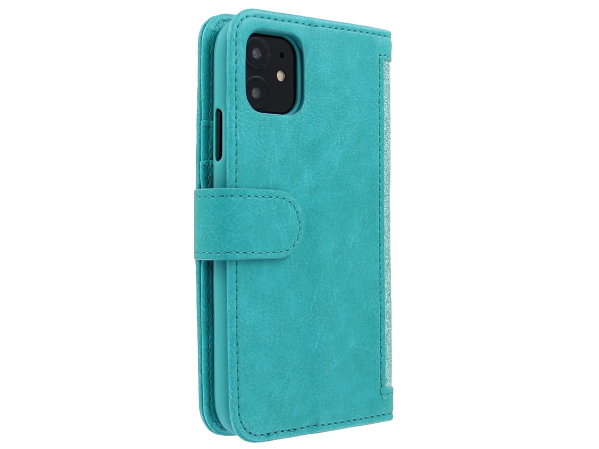 Glitsie Zip Case met Rits Turquoise - iPhone 11 hoesje
