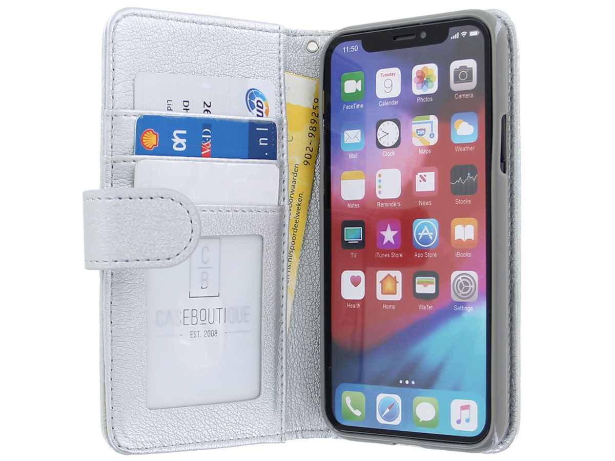 Glitsie Zip Case met Rits Zilver - iPhone 11 hoesje
