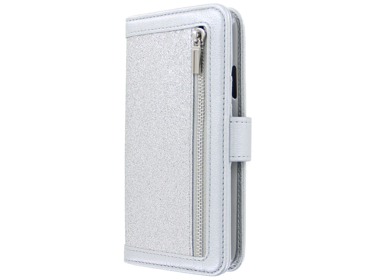 Glitsie Zip Case met Rits Zilver - iPhone 11 hoesje