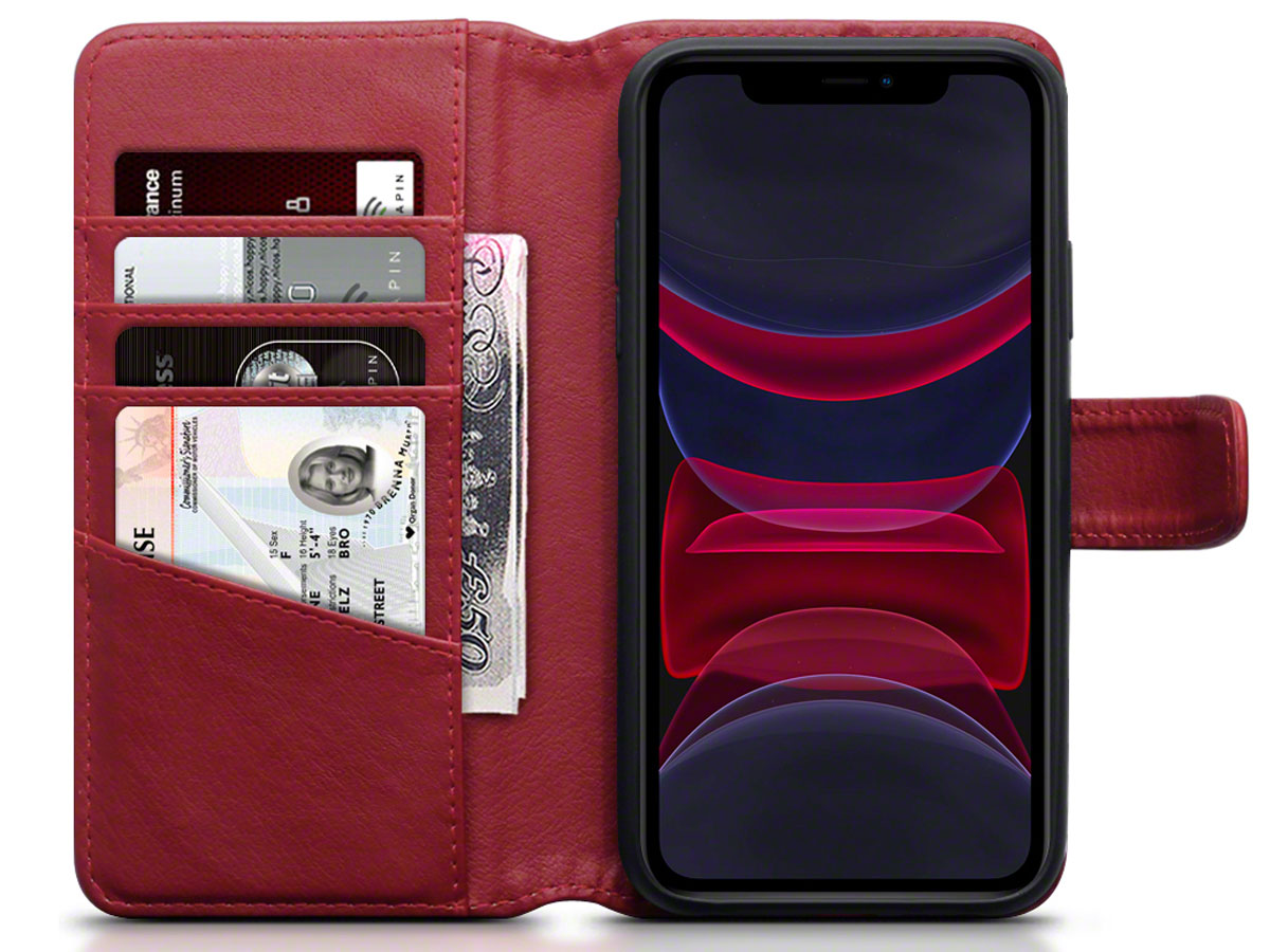 CaseBoutique Leather Wallet Rood Leer - iPhone 11 hoesje