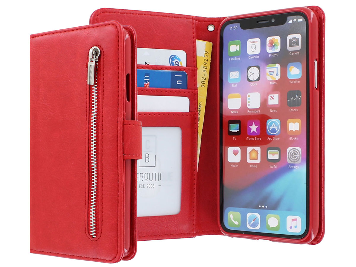 Zipper Wallet Case met Ritsvakje Rood - iPhone 11 hoesje