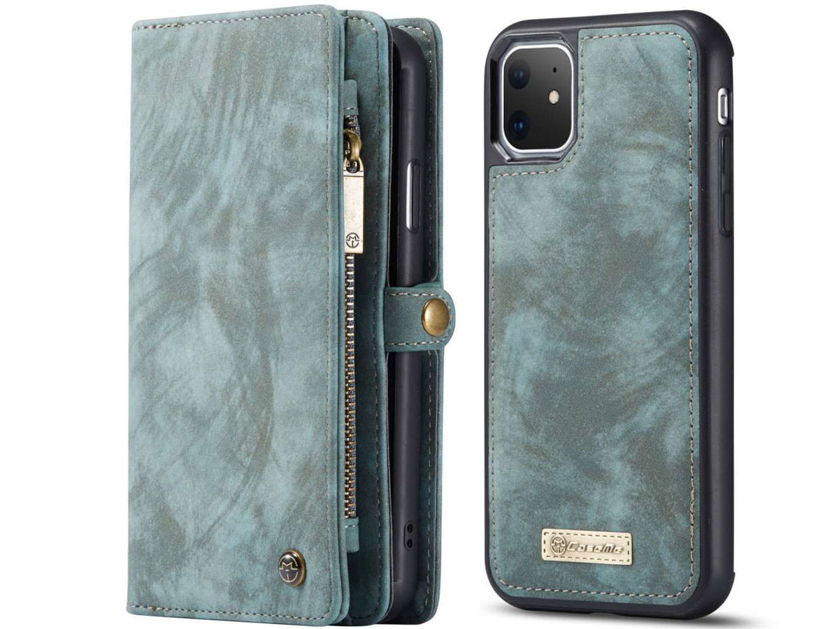 CaseMe 2in1 Wallet Ritsvak Case Blauw - iPhone 11/XR Hoesje