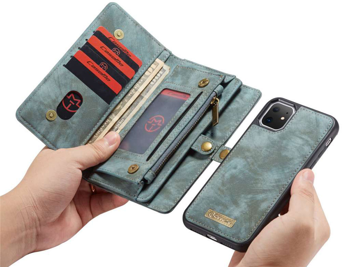 CaseMe 2in1 Wallet Ritsvak Case Blauw - iPhone 11 Hoesje