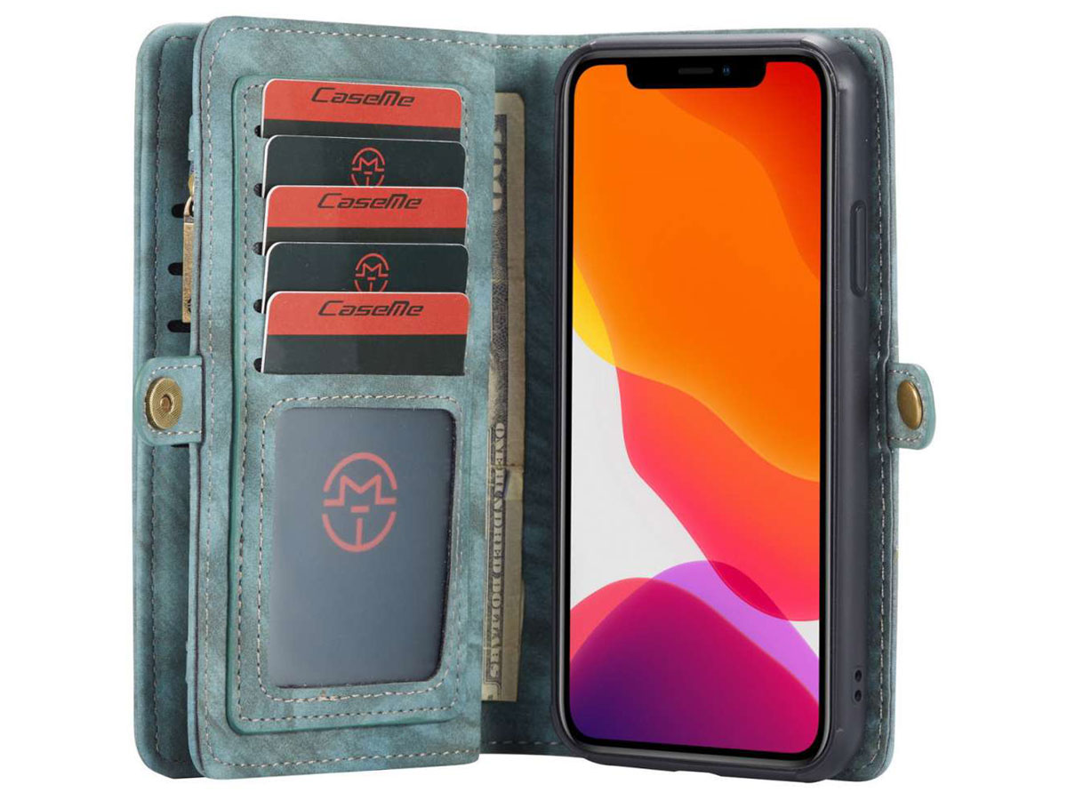 CaseMe 2in1 Wallet Ritsvak Case Blauw - iPhone 11 Hoesje