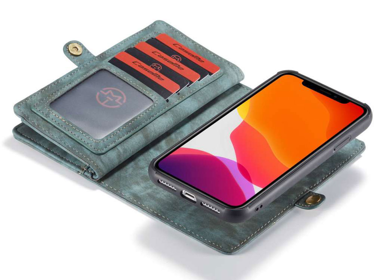 CaseMe 2in1 Wallet Ritsvak Case Blauw - iPhone 11/XR Hoesje