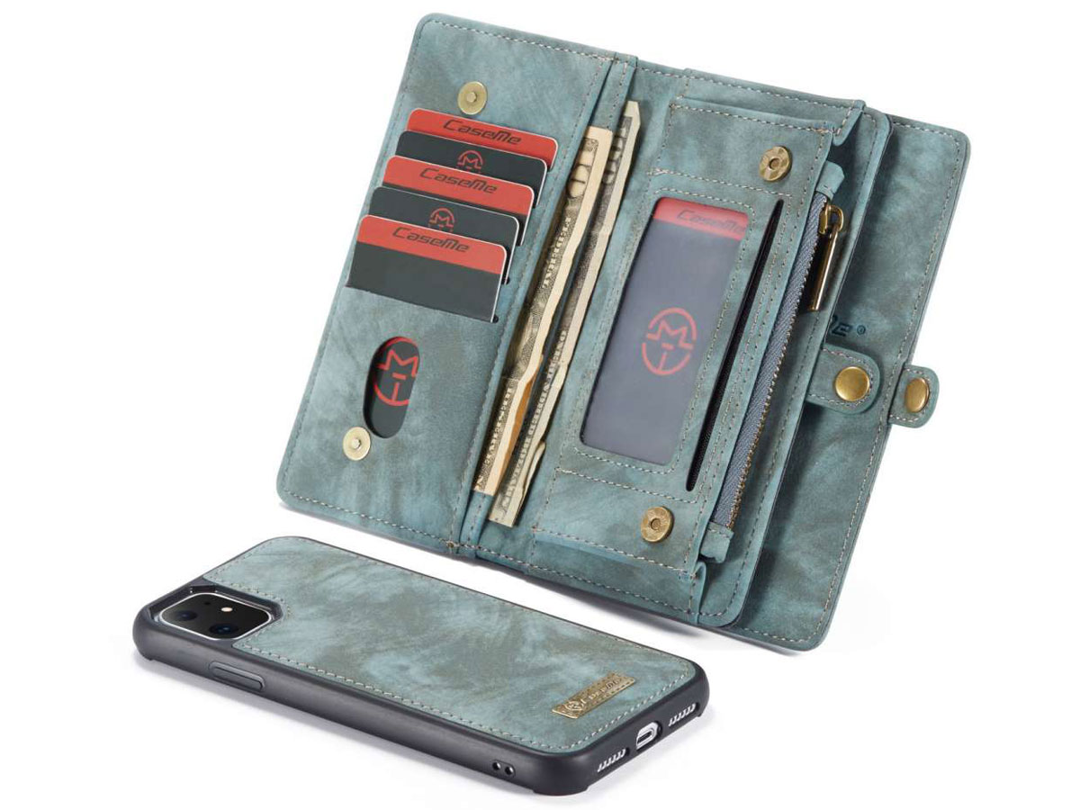 CaseMe 2in1 Wallet Ritsvak Case Blauw - iPhone 11 Hoesje