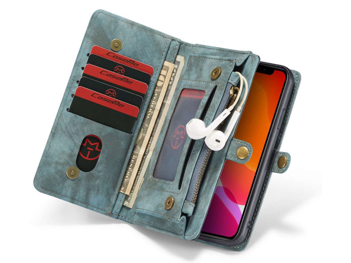 CaseMe 2in1 Wallet Ritsvak Case Blauw - iPhone 11/XR Hoesje