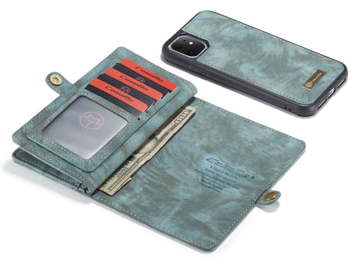 CaseMe 2in1 Wallet Ritsvak Case Blauw - iPhone 11 Hoesje