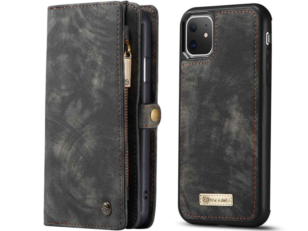 CaseMe 2in1 Wallet Ritsvak Case Zwart - iPhone 11 Hoesje