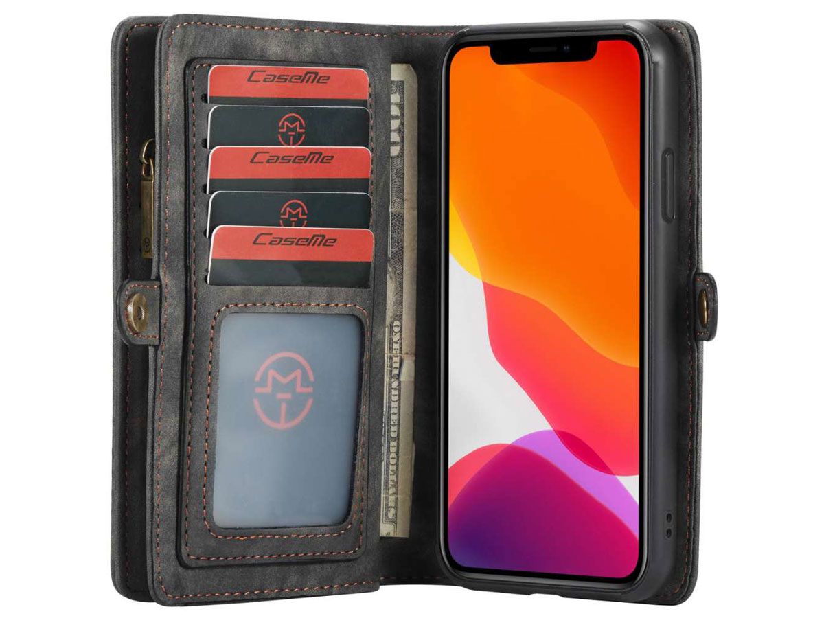 CaseMe 2in1 Wallet Ritsvak Case Zwart - iPhone 11/XR Hoesje