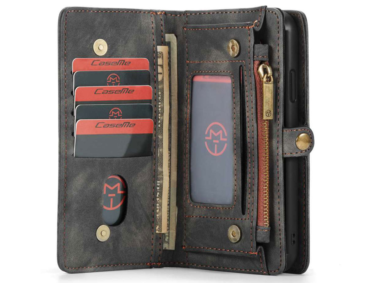 CaseMe 2in1 Wallet Ritsvak Case Zwart - iPhone 11 Hoesje