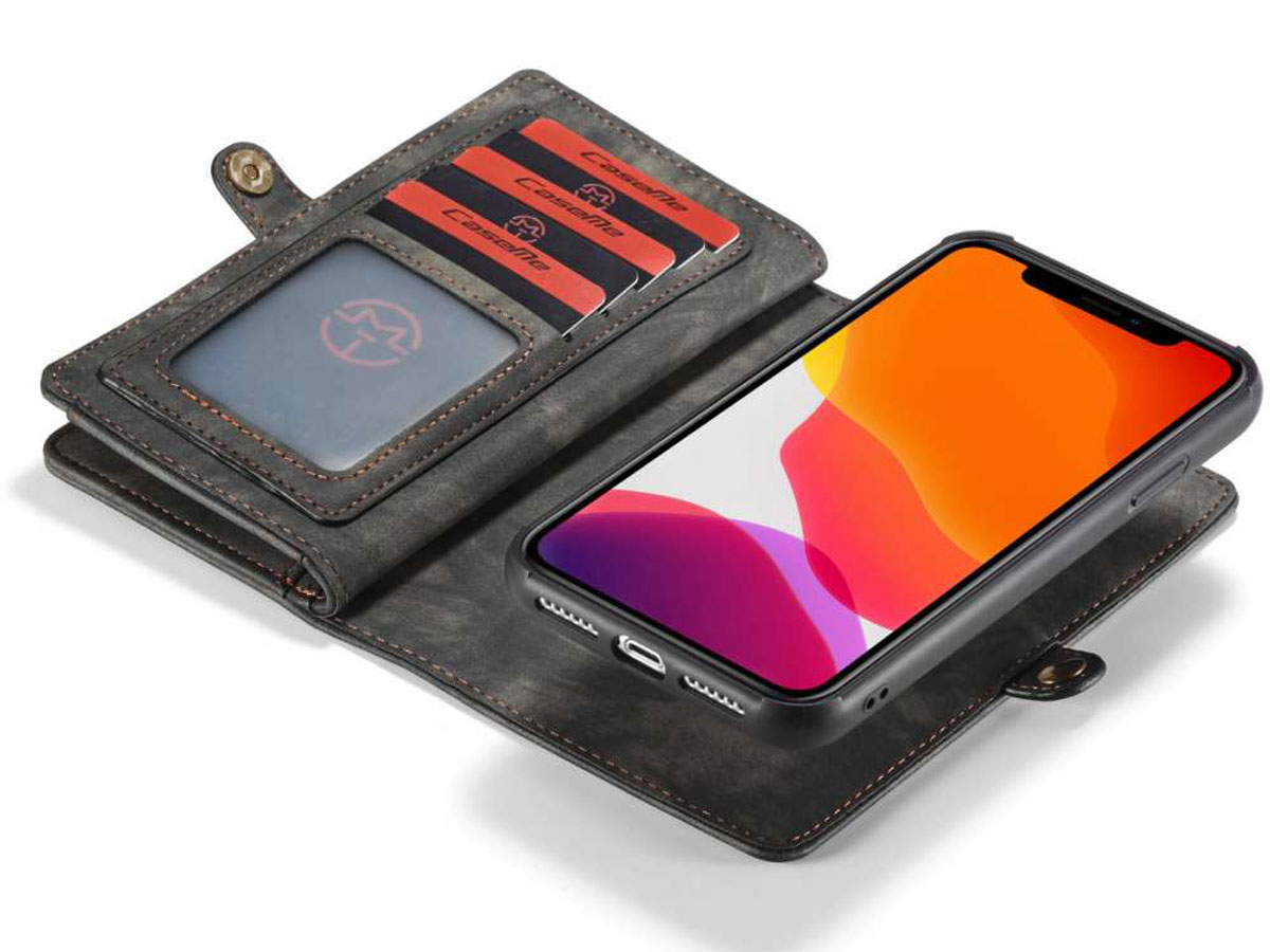 CaseMe 2in1 Wallet Ritsvak Case Zwart - iPhone 11/XR Hoesje