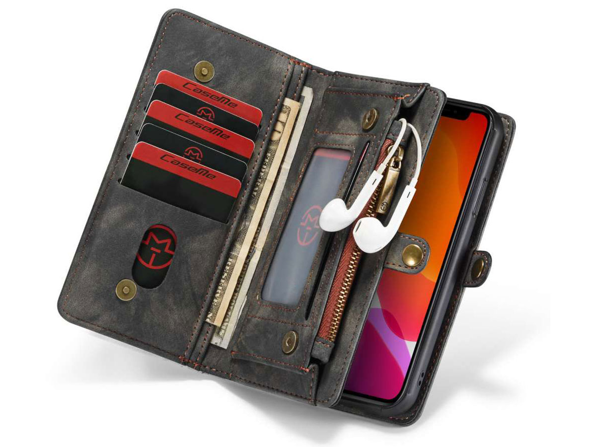 CaseMe 2in1 Wallet Ritsvak Case Zwart - iPhone 11 Hoesje