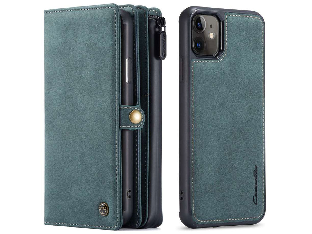 CaseMe Multi Wallet Ritsvak Case Blauw - iPhone 11/XR Hoesje