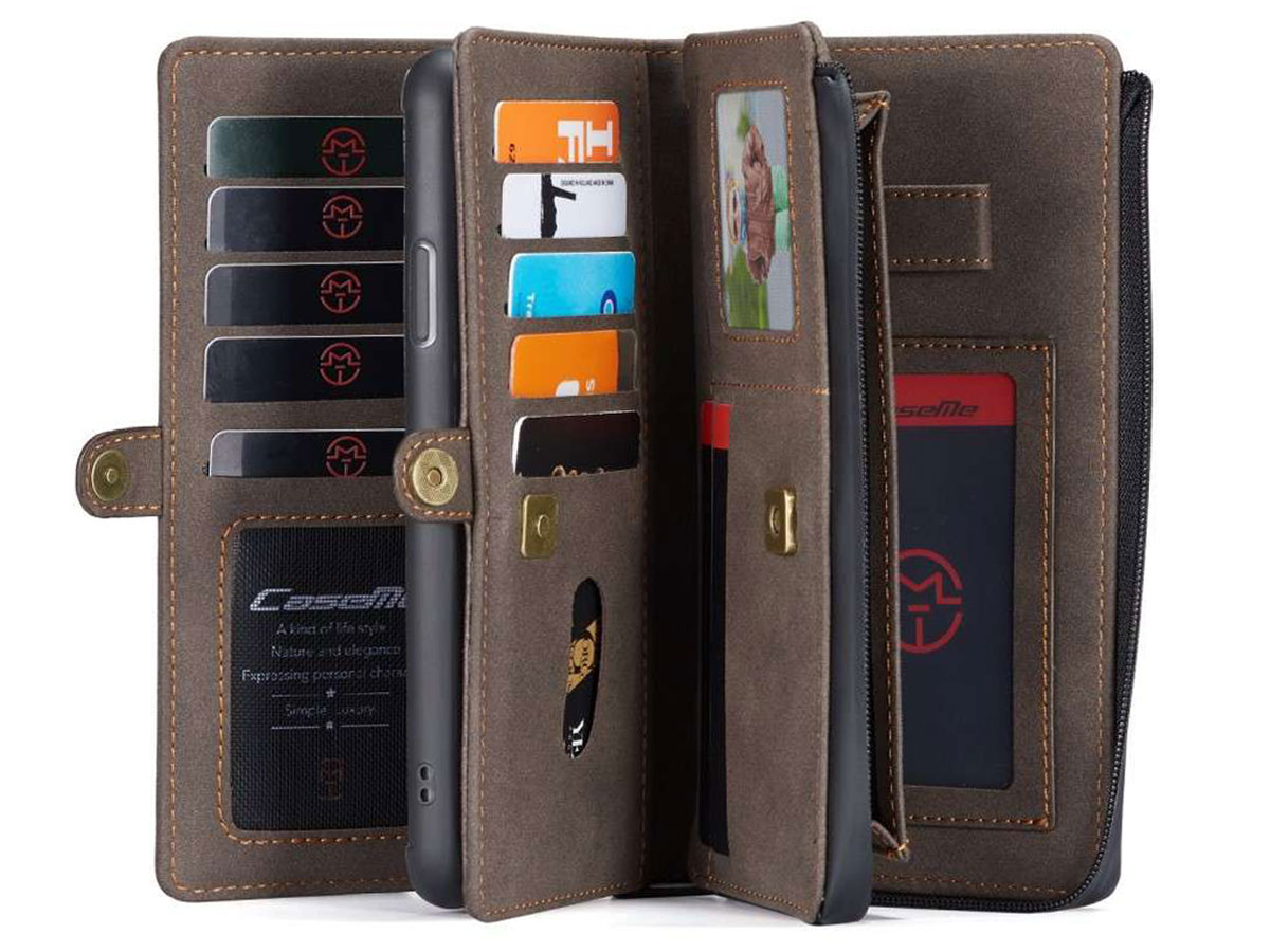 CaseMe Multi Wallet Ritsvak Case Bruin - iPhone 11/XR Hoesje