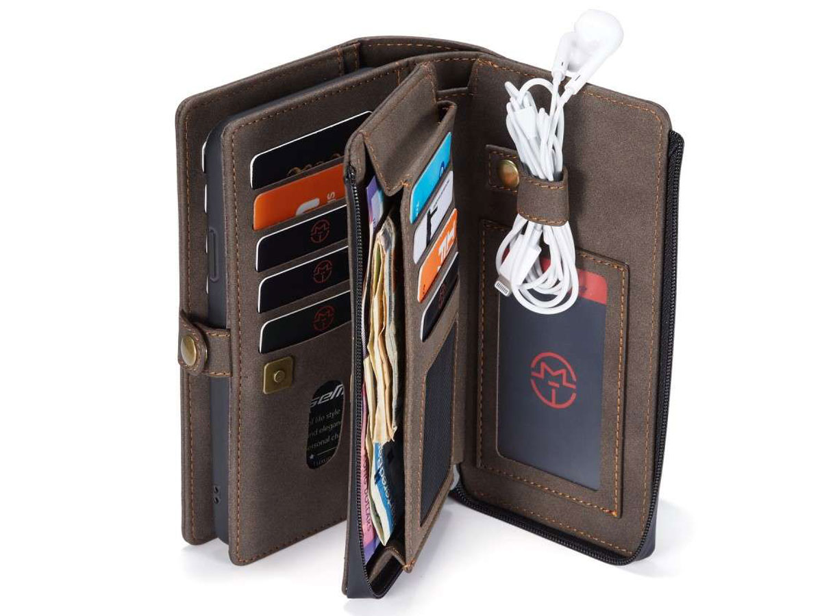 CaseMe Multi Wallet Ritsvak Case Bruin - iPhone 11/XR Hoesje
