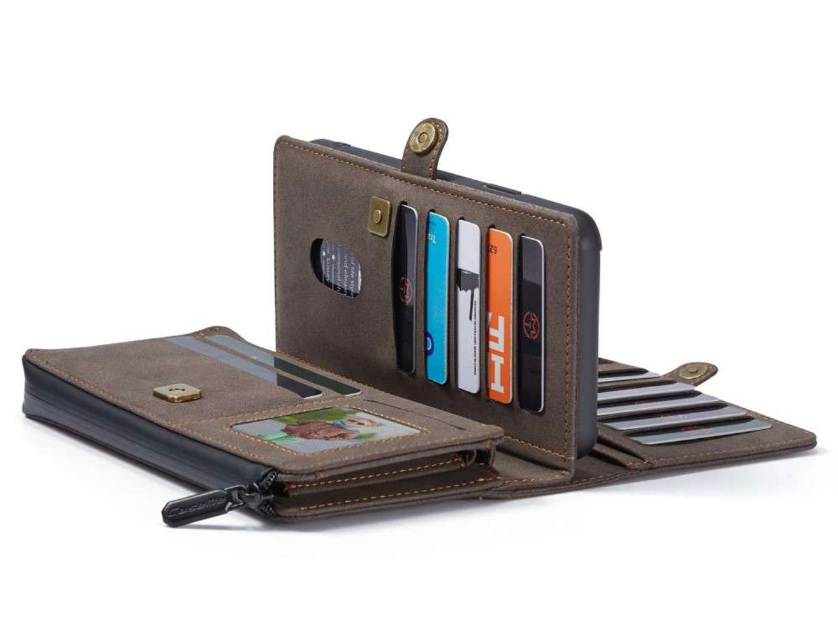 CaseMe Multi Wallet Ritsvak Case Bruin - iPhone 11/XR Hoesje