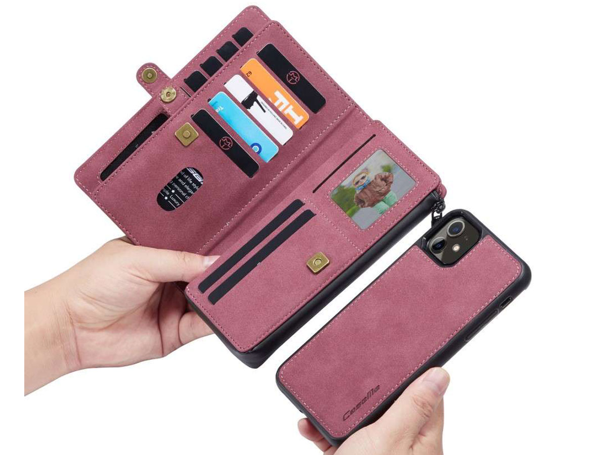 CaseMe Multi Wallet Ritsvak Case Rood - iPhone 11/XR Hoesje