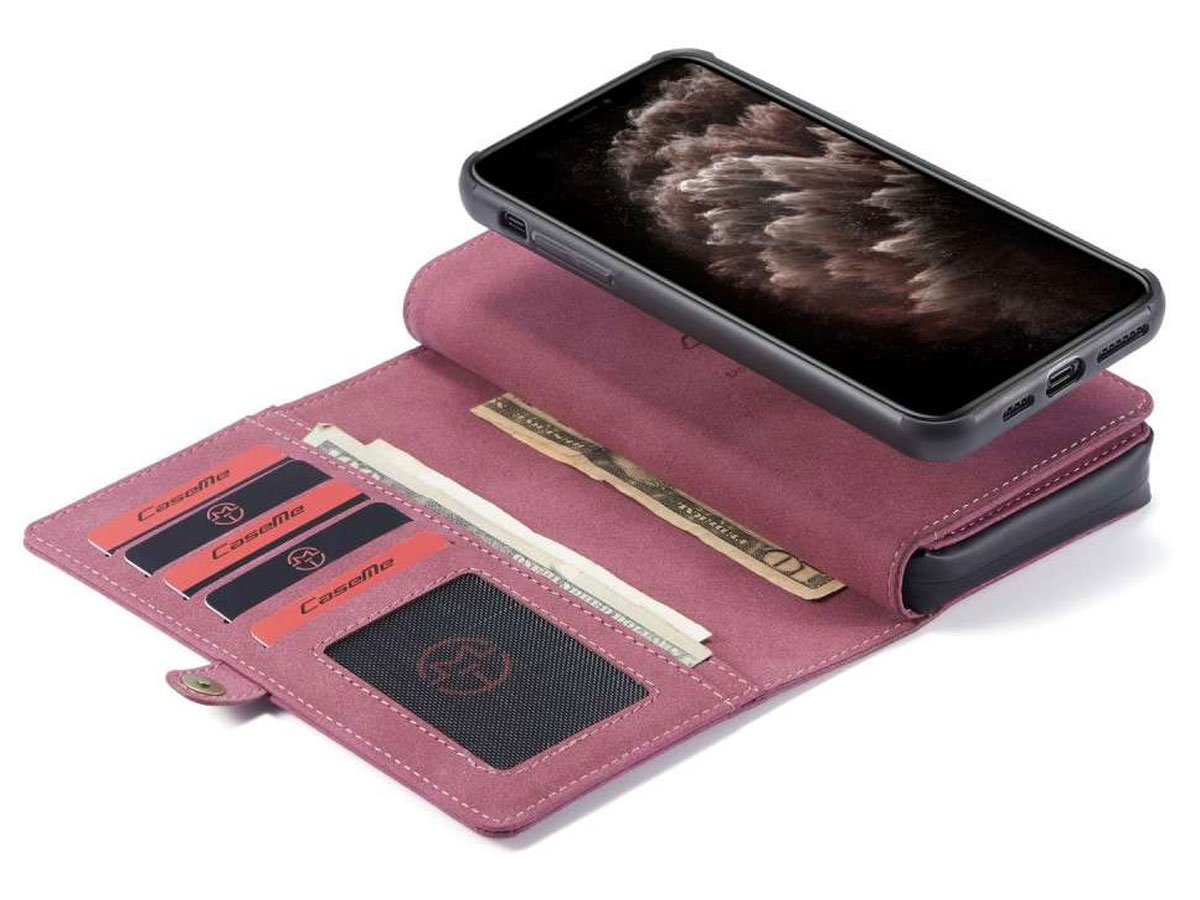 CaseMe Multi Wallet Ritsvak Case Rood - iPhone 11/XR Hoesje