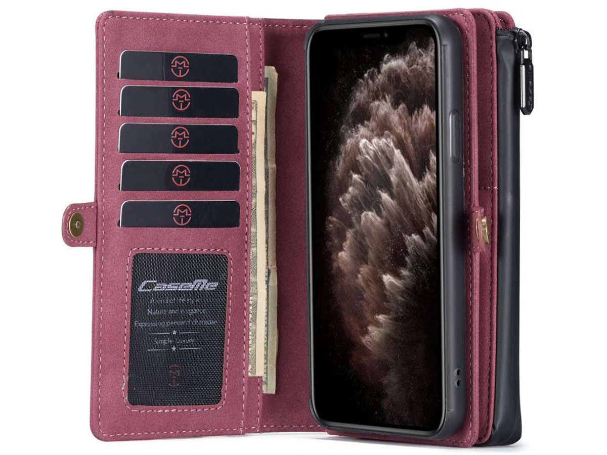 CaseMe Multi Wallet Ritsvak Case Rood - iPhone 11/XR Hoesje