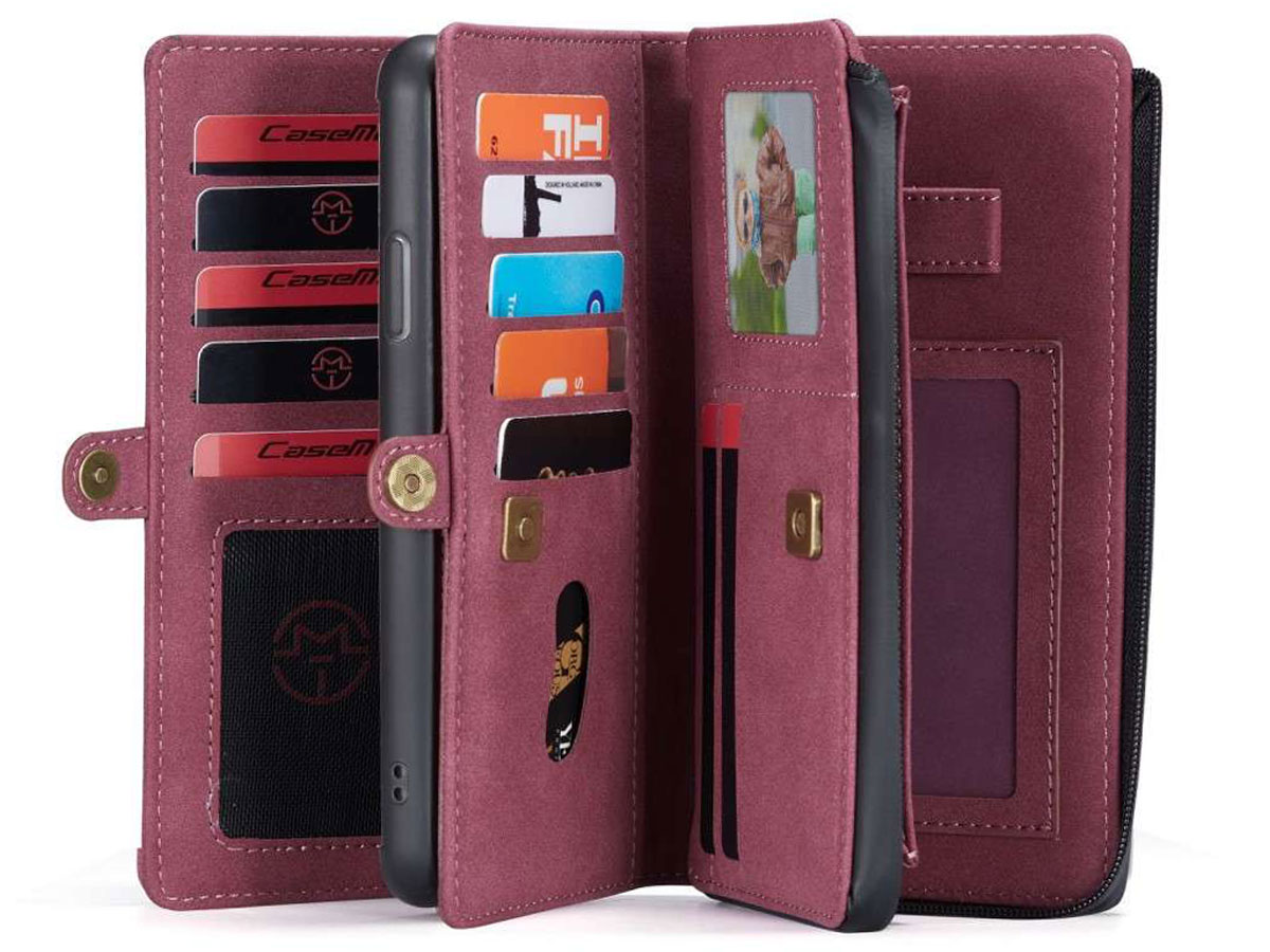 CaseMe Multi Wallet Ritsvak Case Rood - iPhone 11/XR Hoesje