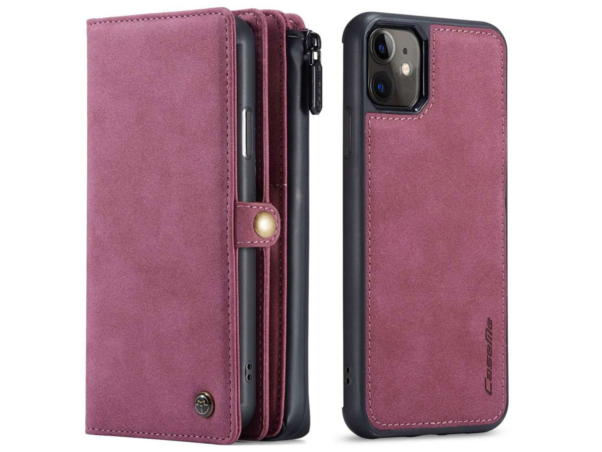 CaseMe Multi Wallet Ritsvak Case Rood - iPhone 11/XR Hoesje